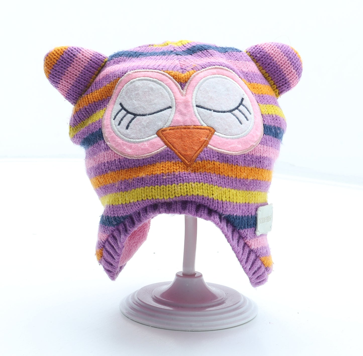 Blade & Rose Womens Multicoloured Striped Acrylic Beanie Size S - Owl Ears Size 0-12 Years
