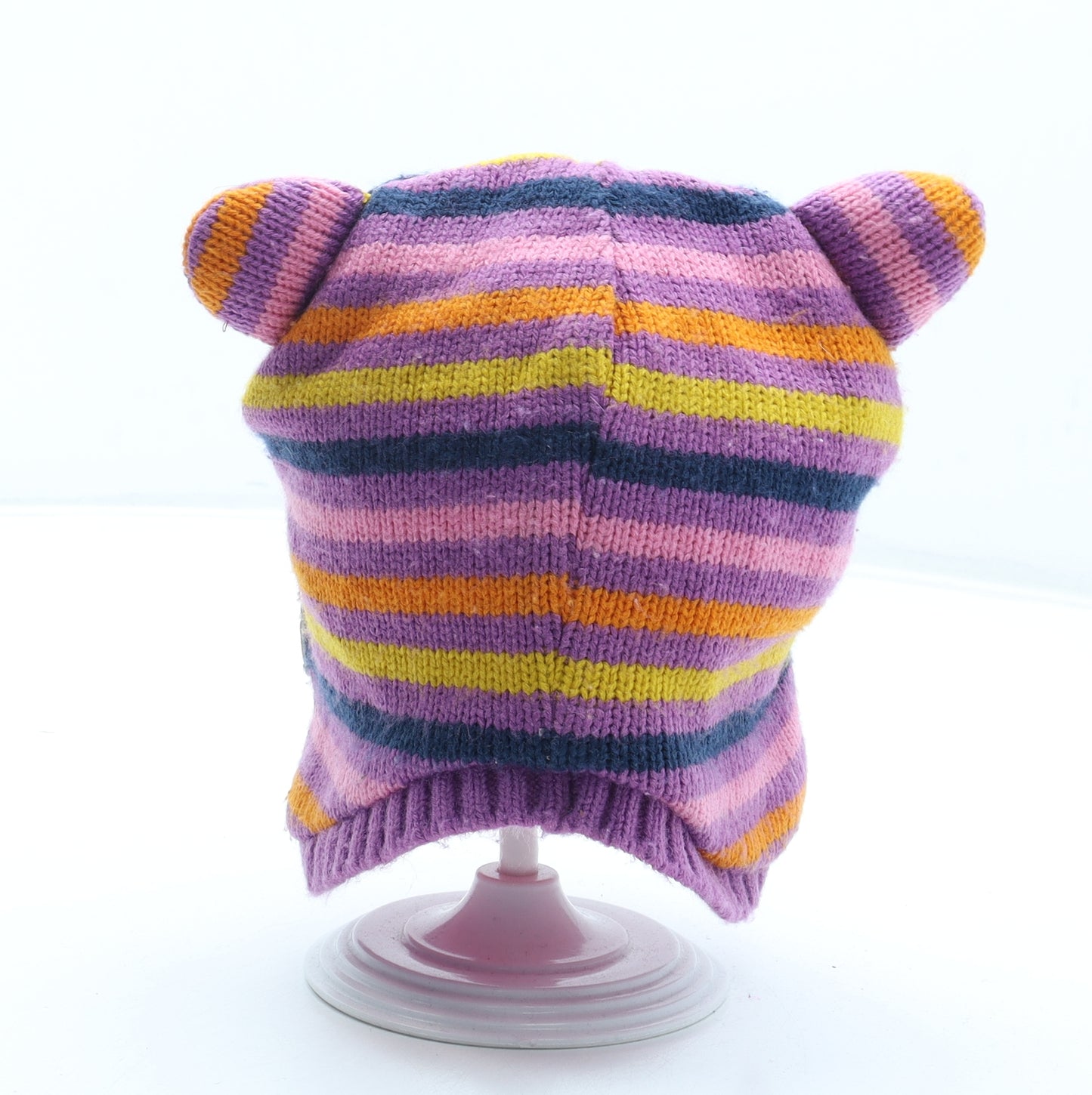 Blade & Rose Womens Multicoloured Striped Acrylic Beanie Size S - Owl Ears Size 0-12 Years