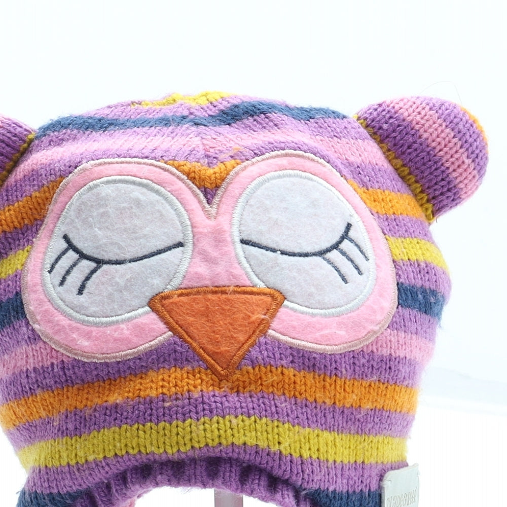 Blade & Rose Womens Multicoloured Striped Acrylic Beanie Size S - Owl Ears Size 0-12 Years