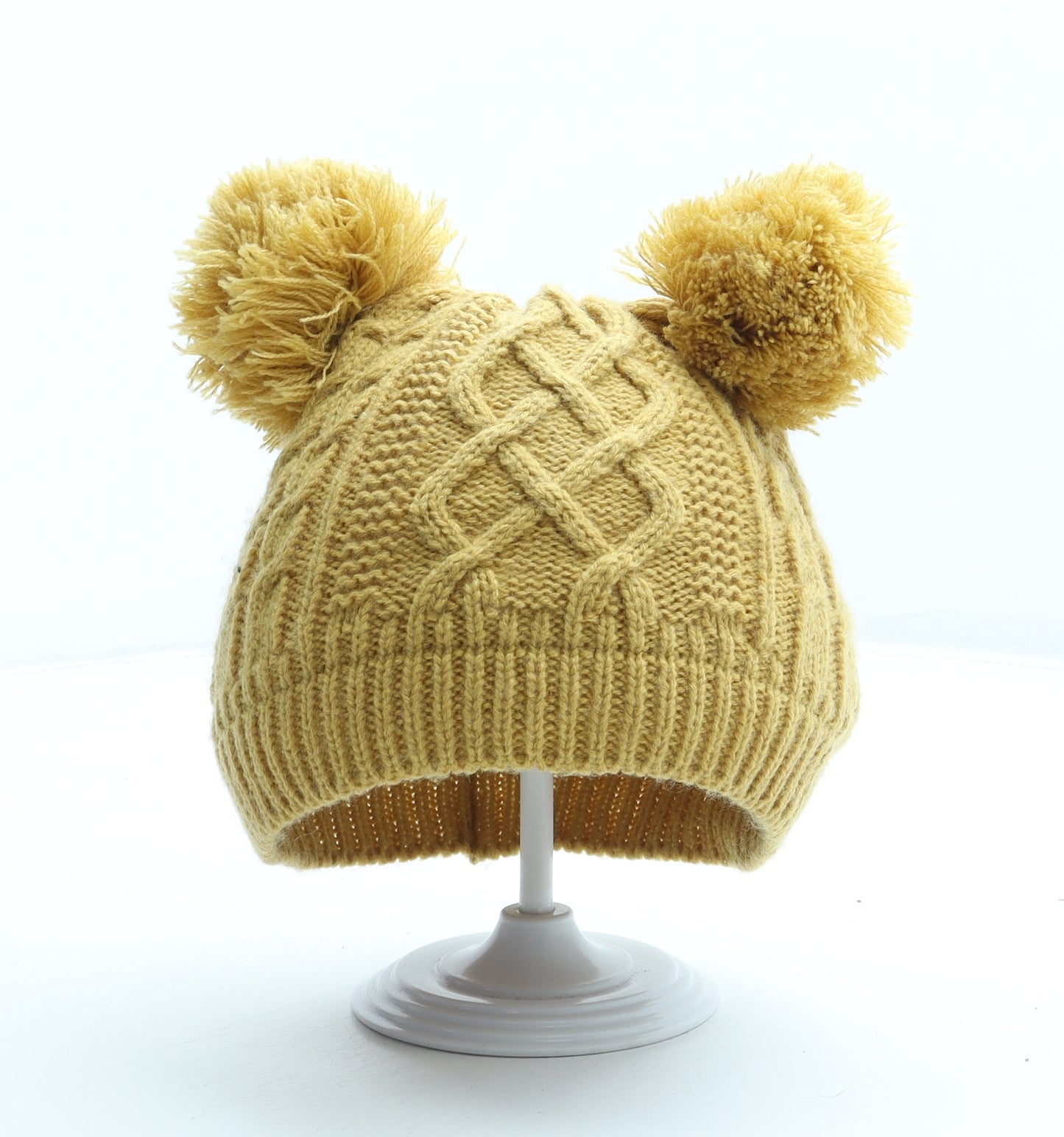 George Womens Yellow Acrylic Bobble Hat One Size - Size 3-6 Years