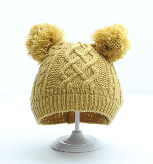 George Womens Yellow Acrylic Bobble Hat One Size - Size 3-6 Years