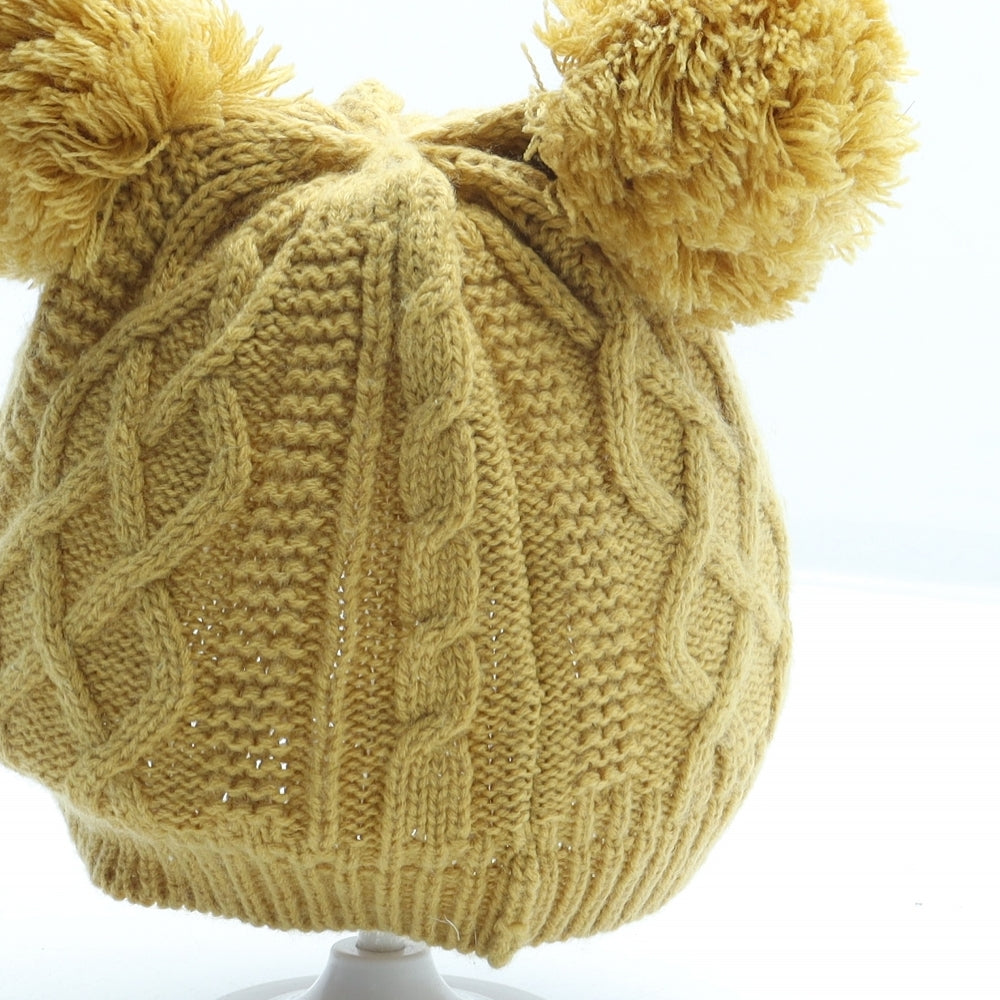 George Womens Yellow Acrylic Bobble Hat One Size - Size 3-6 Years