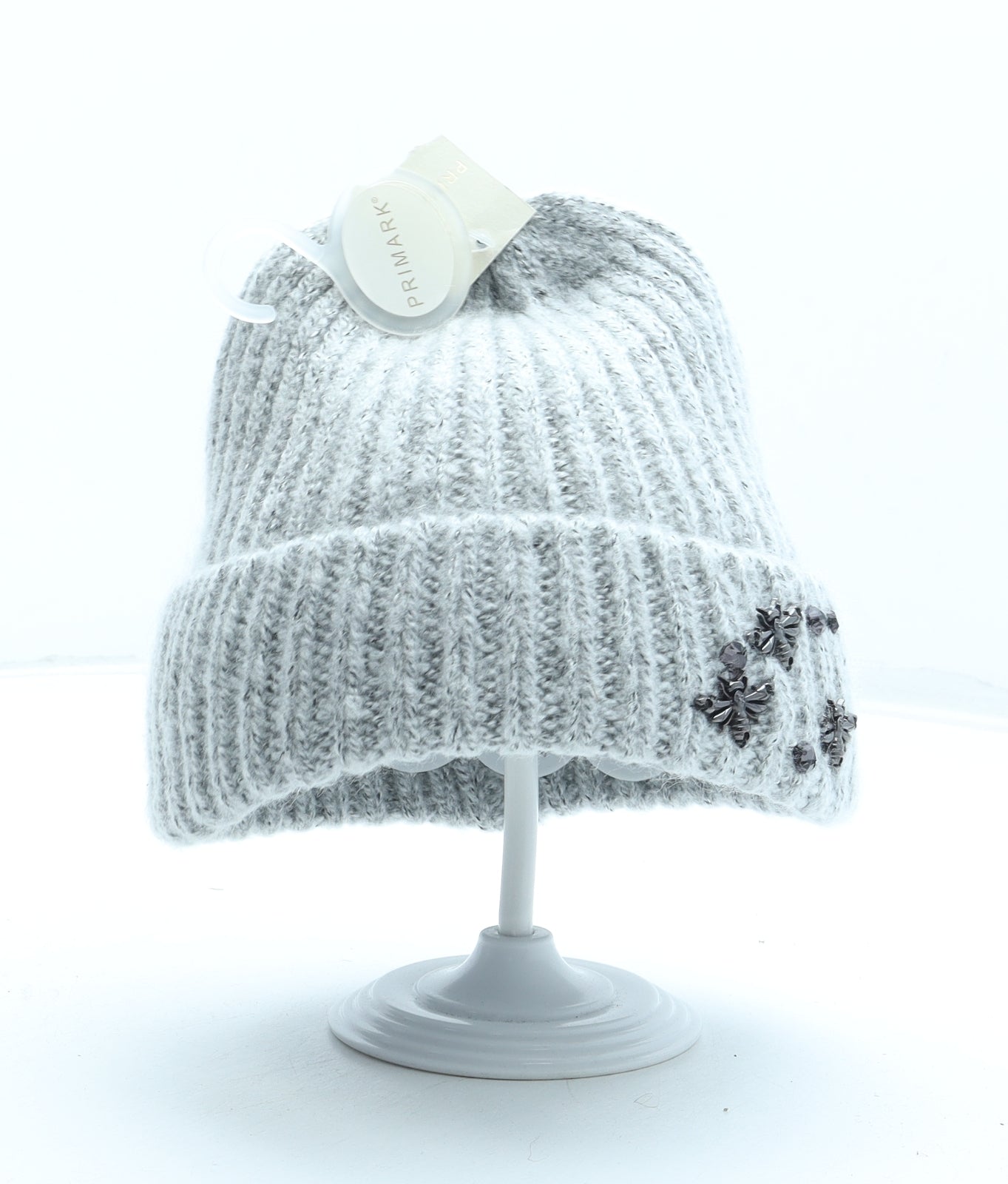 Primark Womens Grey Acrylic Bobble Hat One Size - Bee