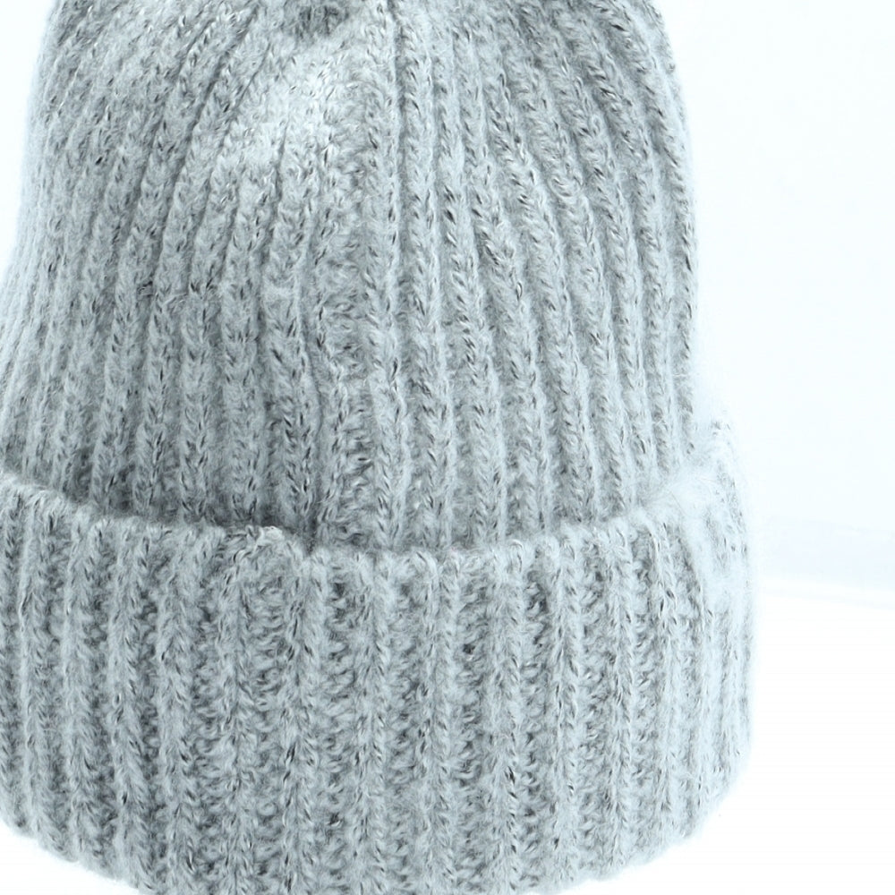 Primark Womens Grey Acrylic Bobble Hat One Size - Bee