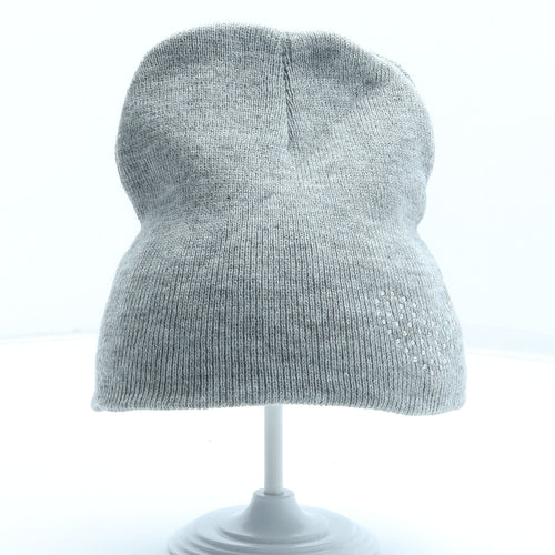 Preworn Girls Grey Acrylic Beanie One Size - Heart