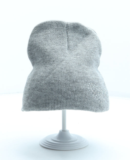 Preworn Girls Grey Acrylic Beanie One Size - Heart