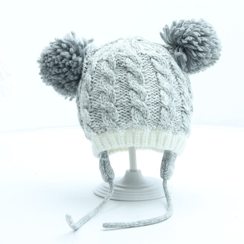 Preworn Girls Grey Acrylic Bobble Hat One Size