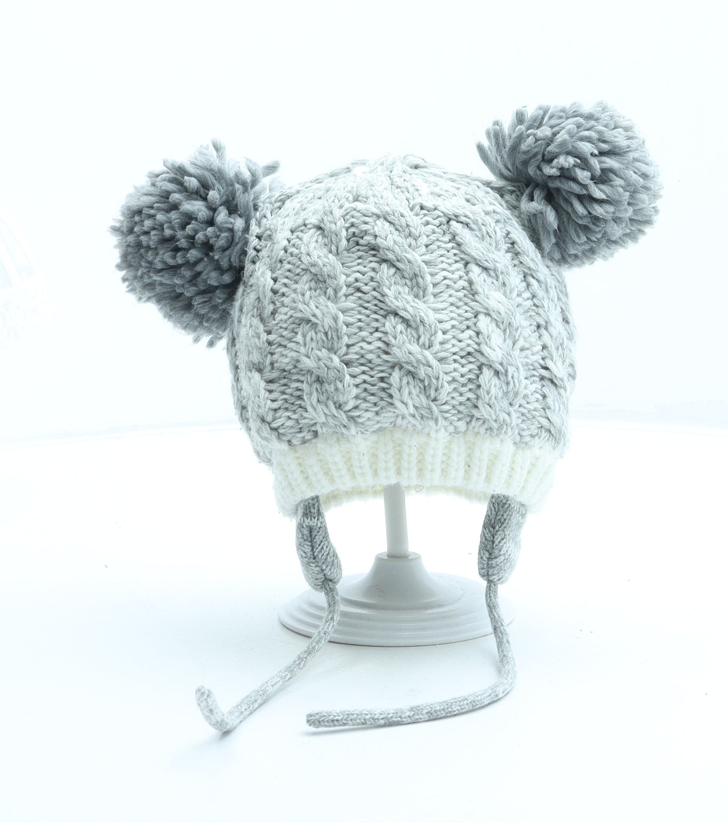 Preworn Girls Grey Acrylic Bobble Hat One Size