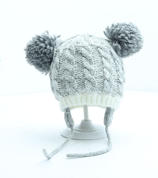 Preworn Girls Grey Acrylic Bobble Hat One Size