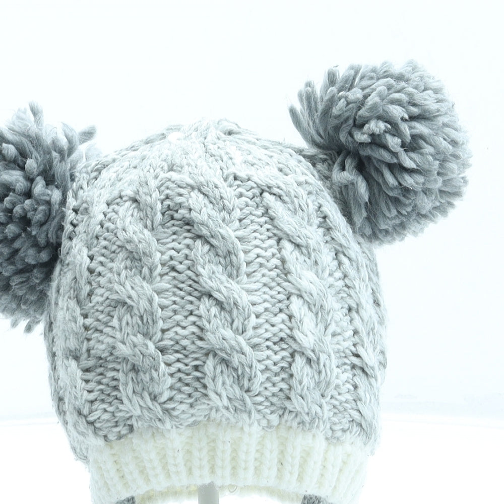 Preworn Girls Grey Acrylic Bobble Hat One Size