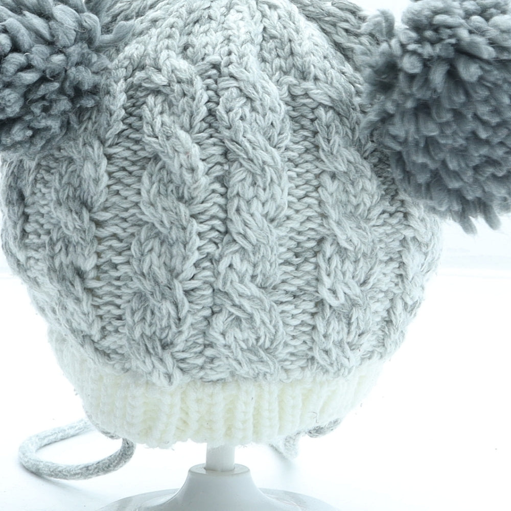 Preworn Girls Grey Acrylic Bobble Hat One Size
