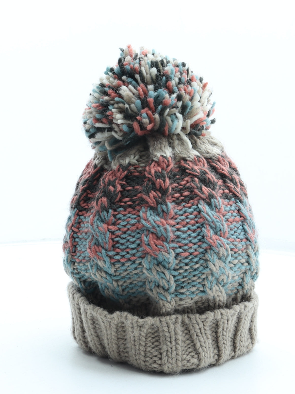 Powder Womens Multicoloured Geometric Acrylic Bobble Hat One Size