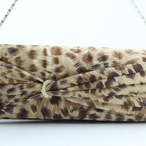 Preworn Womens Brown Animal Print Polyester Clutch Size Small - Leopard Print