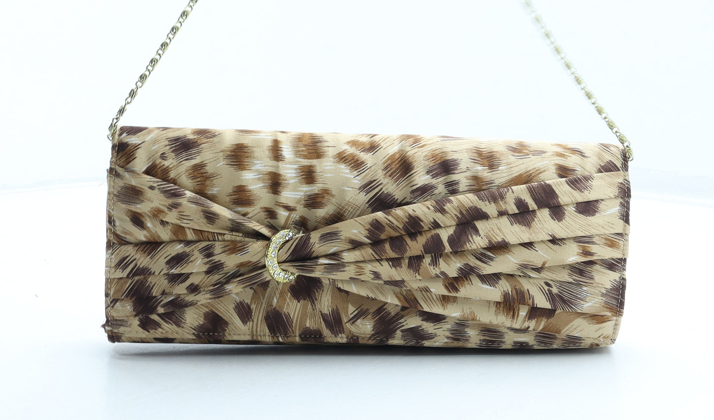 Preworn Womens Brown Animal Print Polyester Clutch Size Small - Leopard Print