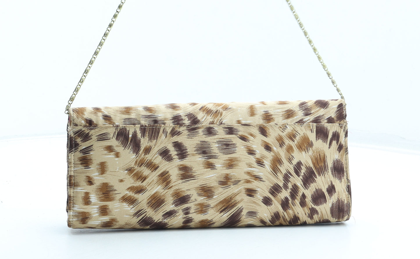 Preworn Womens Brown Animal Print Polyester Clutch Size Small - Leopard Print