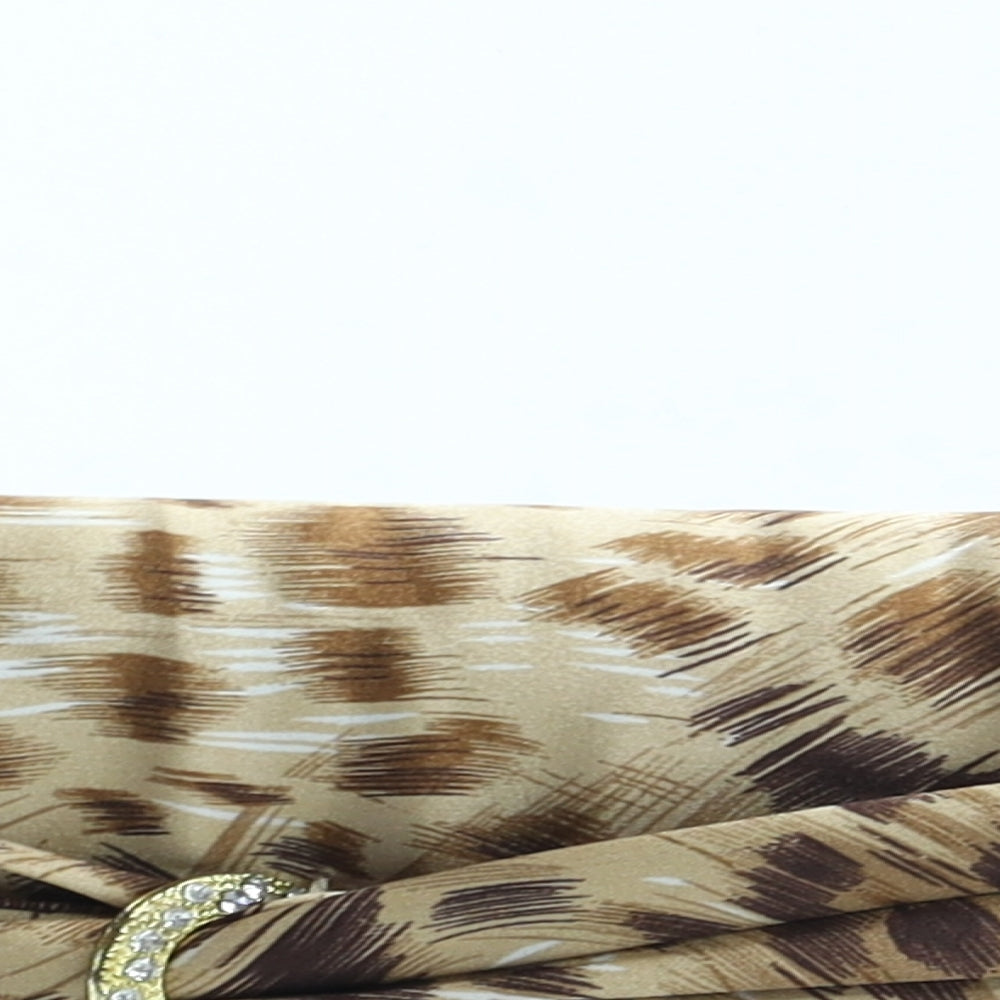 Preworn Womens Brown Animal Print Polyester Clutch Size Small - Leopard Print