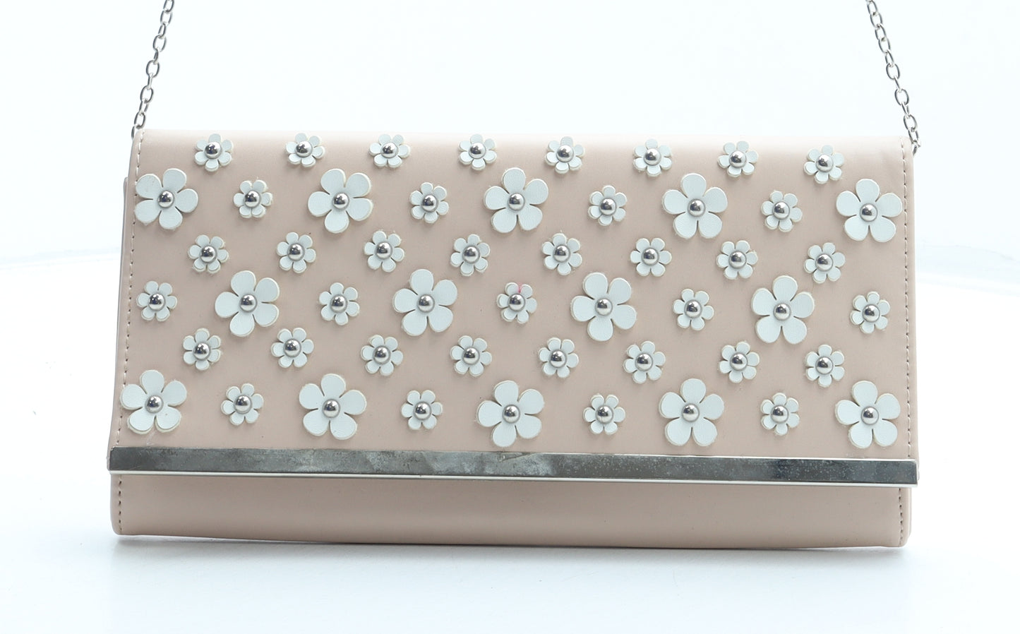New Look Womens Pink Floral Polyurethane Clutch Size Small - Bag depth 2cm