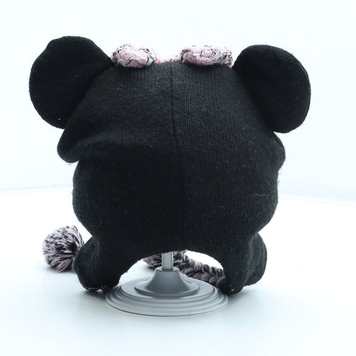 Young Dimension Girls Black Acrylic Winter Hat One Size - Minnie Mouse Pom Pom