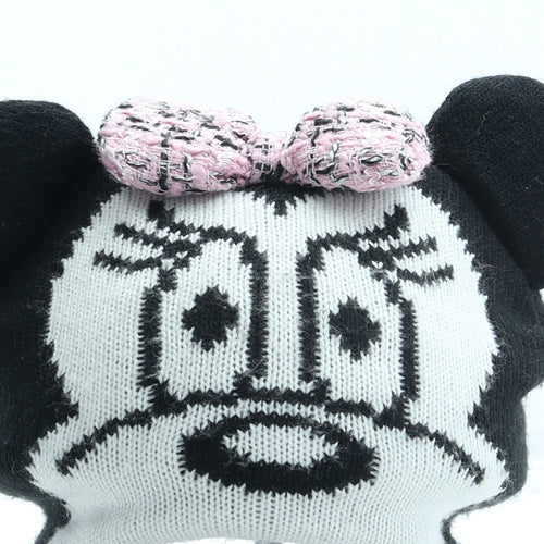 Young Dimension Girls Black Acrylic Winter Hat One Size - Minnie Mouse Pom Pom