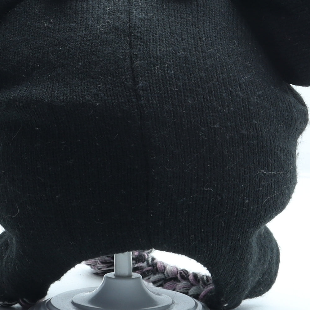 Young Dimension Girls Black Acrylic Winter Hat One Size - Minnie Mouse Pom Pom