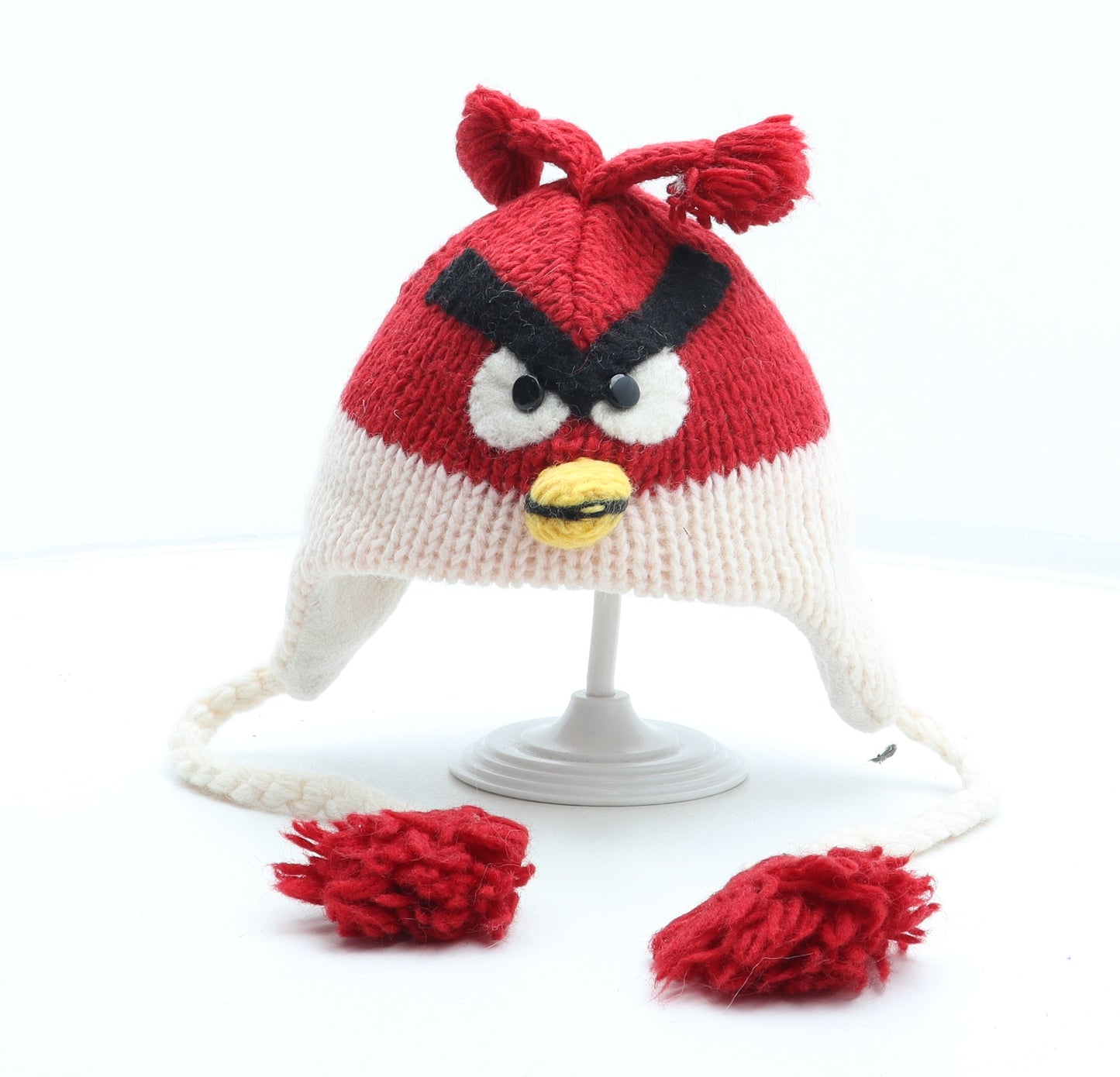 Made in Nepal Boys Red Wool Winter Hat One Size - Angry Birds