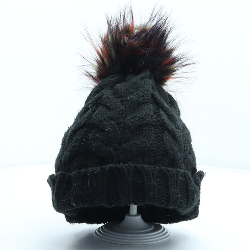 George Womens Black Acrylic Bobble Hat One Size - Faux Fur