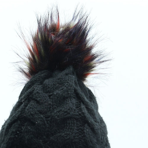 George Womens Black Acrylic Bobble Hat One Size - Faux Fur