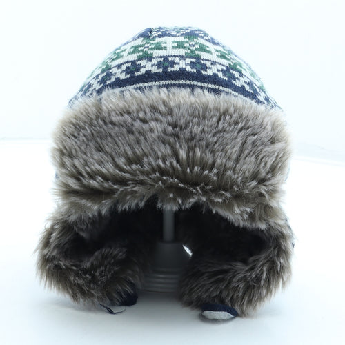 Toby's Boys Multicoloured Fair Isle Acrylic Trapper Hat Size S - Faux Fur
