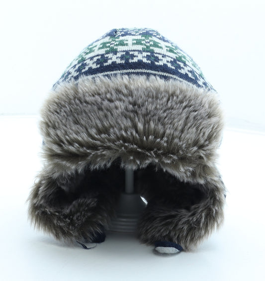 Toby's Boys Multicoloured Fair Isle Acrylic Trapper Hat Size S - Faux Fur