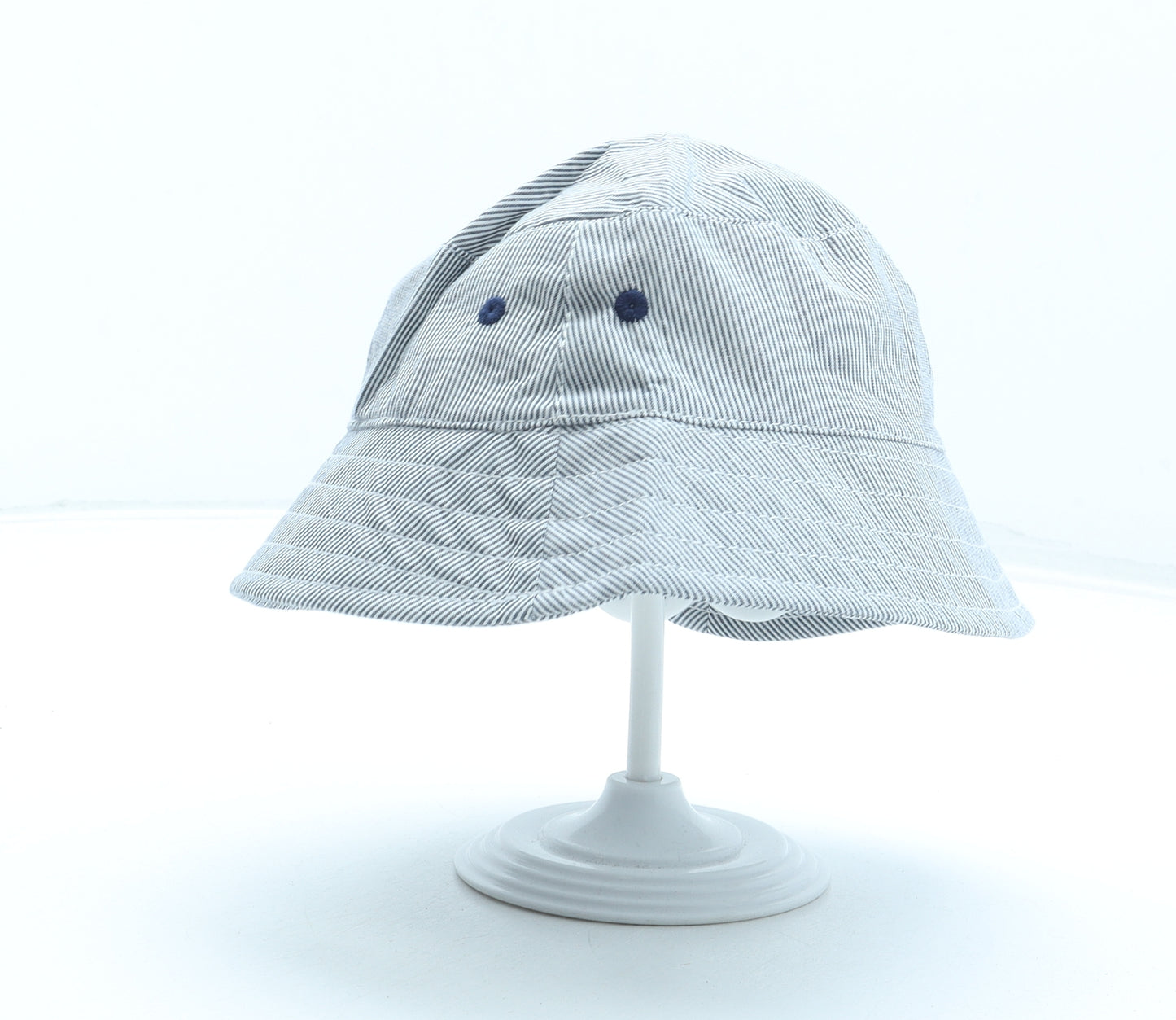 F&F Boys Grey Striped Cotton Bucket Hat Size S - Size 12-24 Months