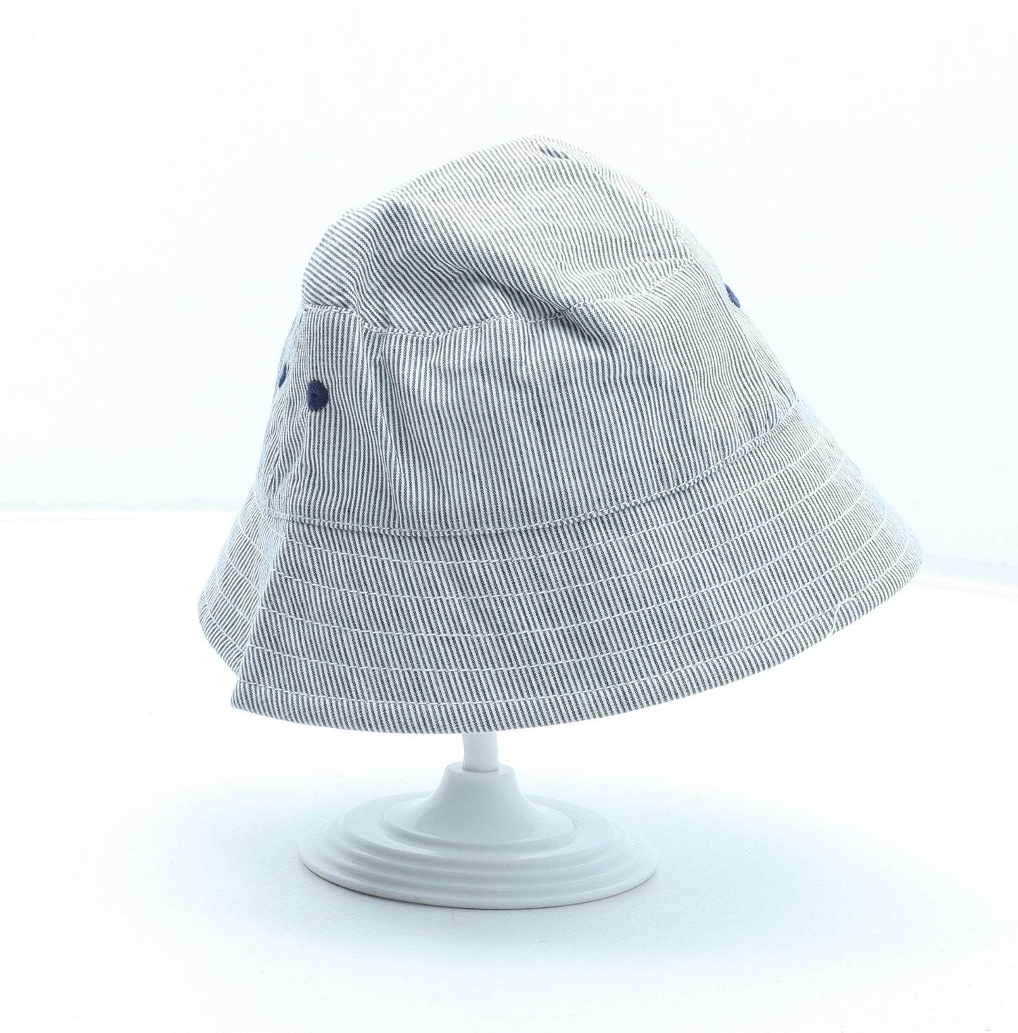 F&F Boys Grey Striped Cotton Bucket Hat Size S - Size 12-24 Months