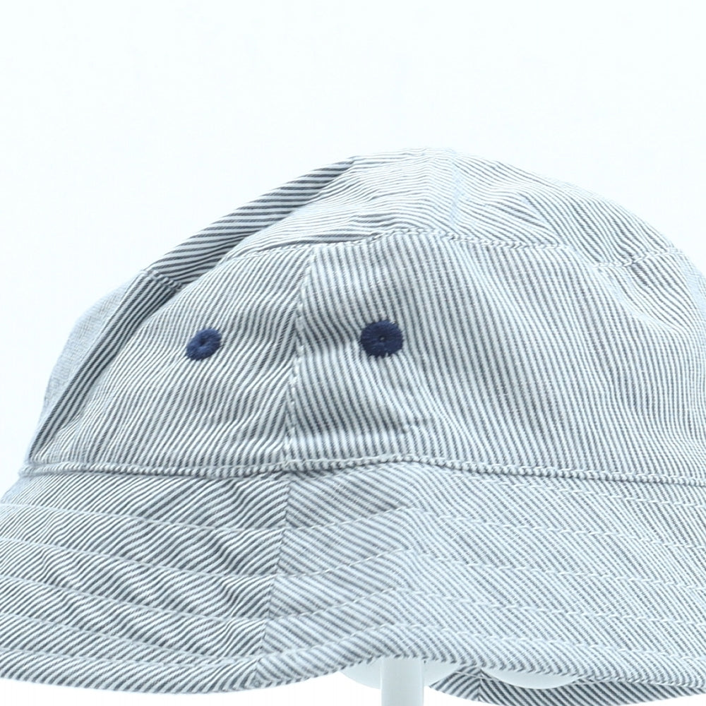 F&F Boys Grey Striped Cotton Bucket Hat Size S - Size 12-24 Months