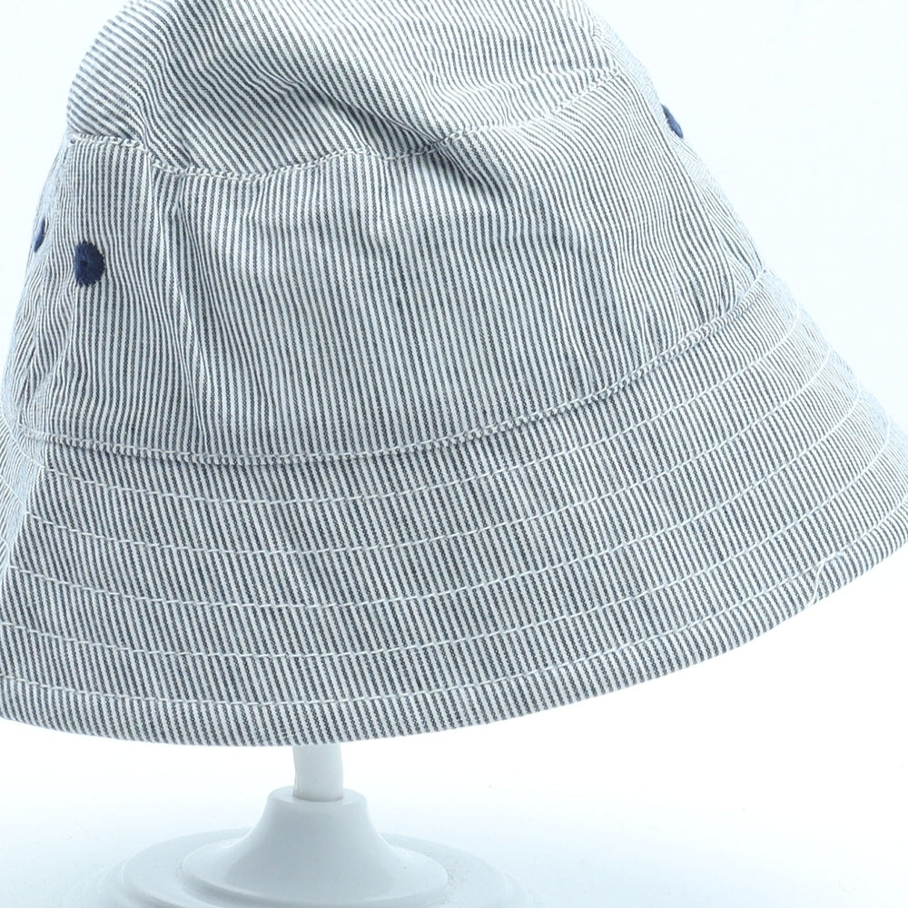 F&F Boys Grey Striped Cotton Bucket Hat Size S - Size 12-24 Months