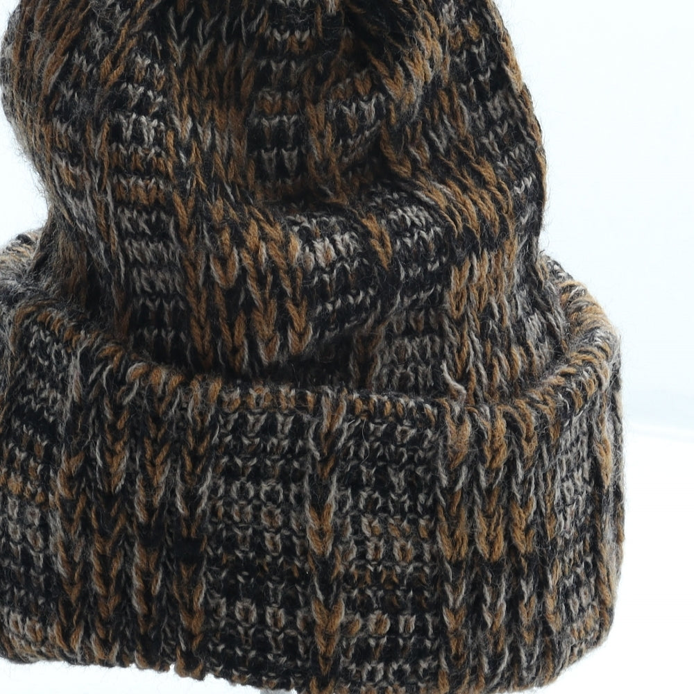 Celebrity Mens Brown Acrylic Beanie One Size