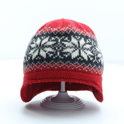 Preworn Boys Red Fair Isle Acrylic Beanie Size S