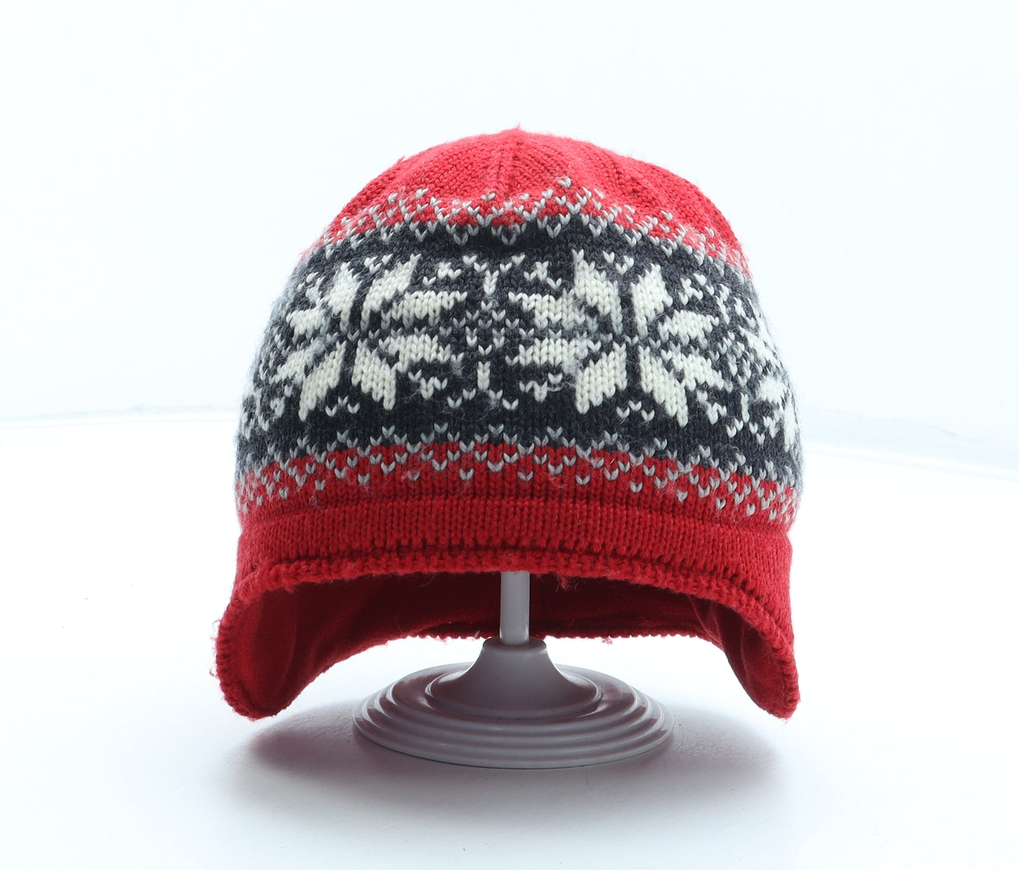 Preworn Boys Red Fair Isle Acrylic Beanie Size S
