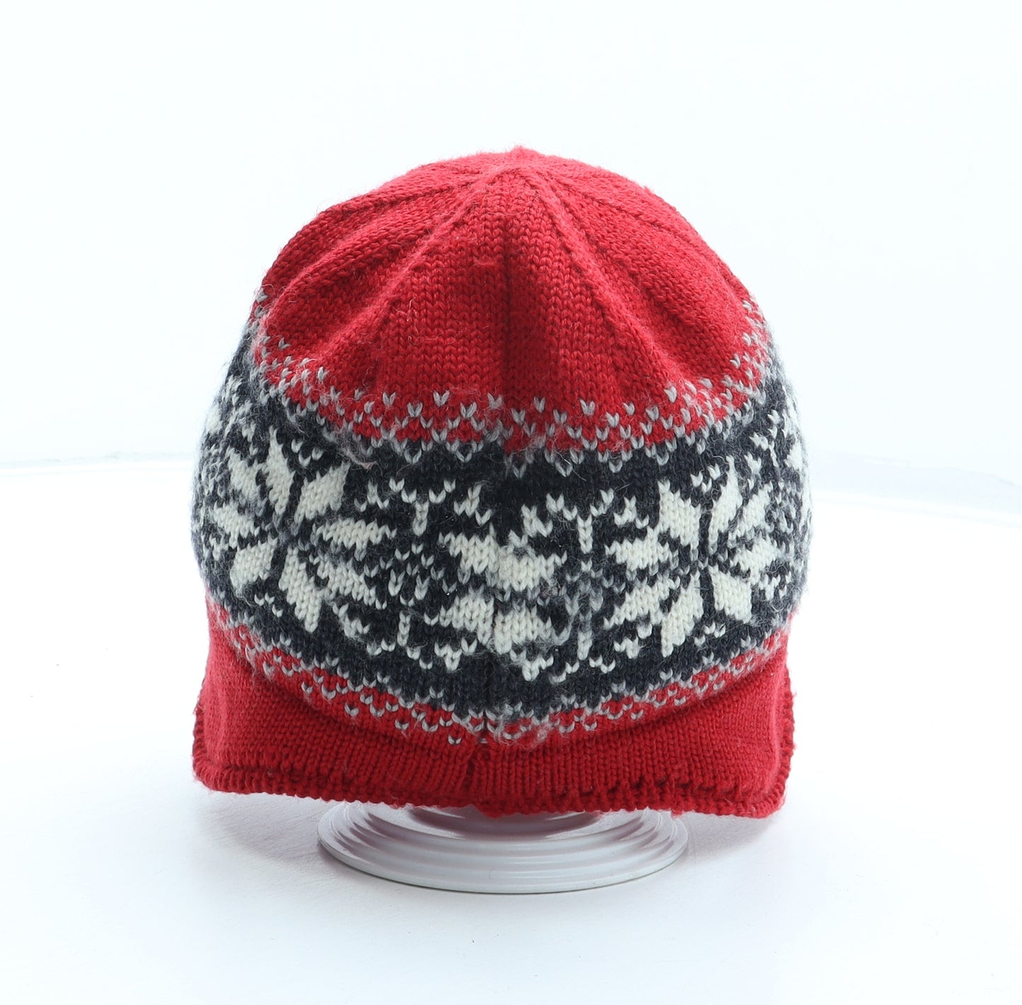 Preworn Boys Red Fair Isle Acrylic Beanie Size S