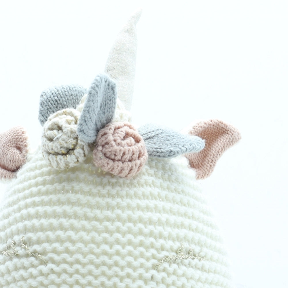 NEXT Girls White Acrylic Winter Hat Size S - Unicorn Size 5-6 Years