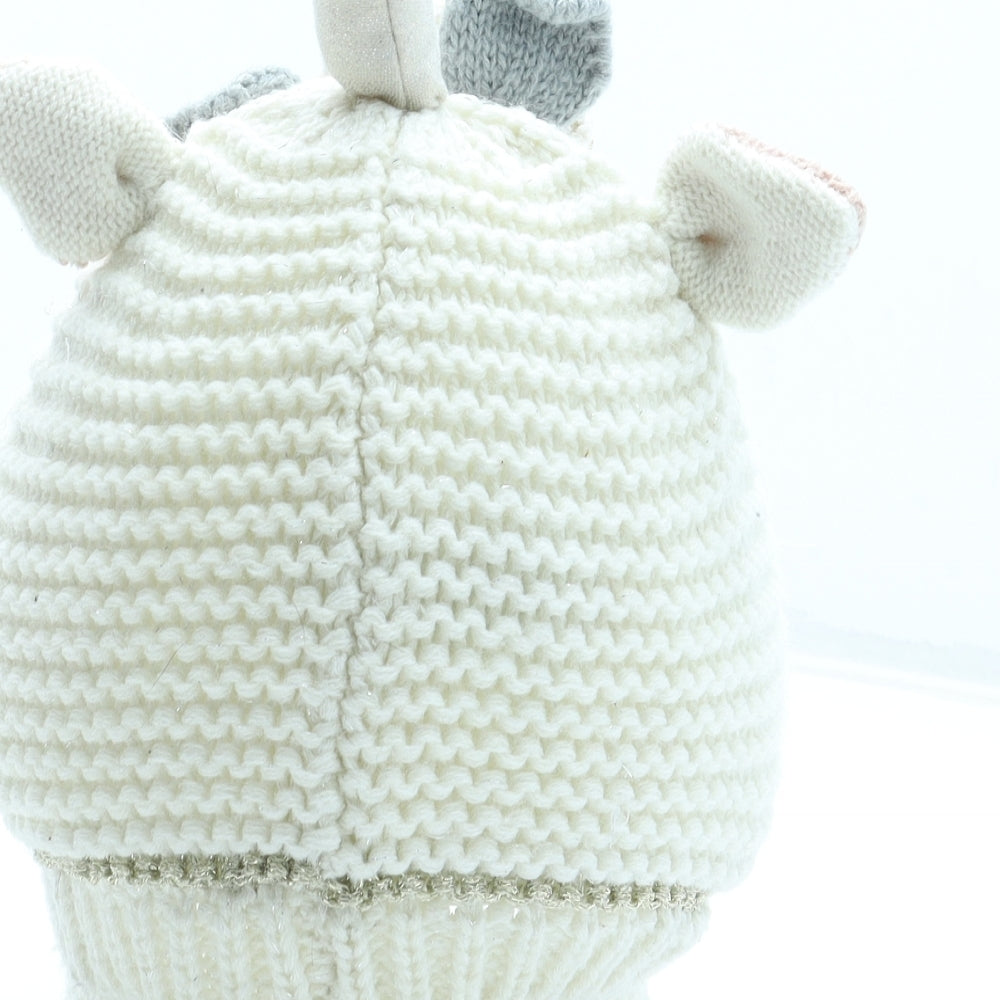 NEXT Girls White Acrylic Winter Hat Size S - Unicorn Size 5-6 Years