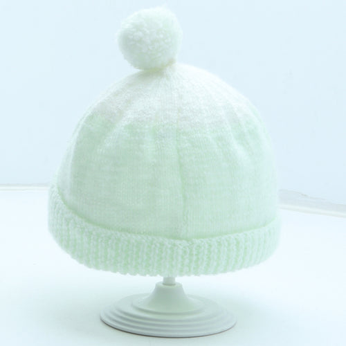 Preworn Girls Green Acrylic Bobble Hat Size S