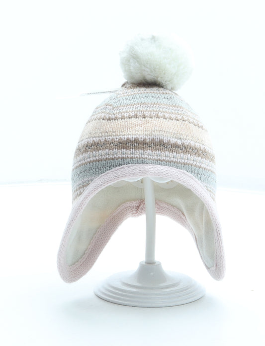 NEXT Girls Multicoloured Fair Isle Acrylic Bobble Hat Size S