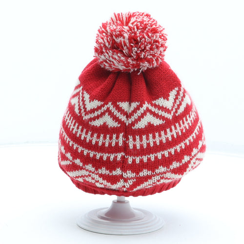 Debenhams Boys Red Fair Isle Acrylic Bobble Hat One Size