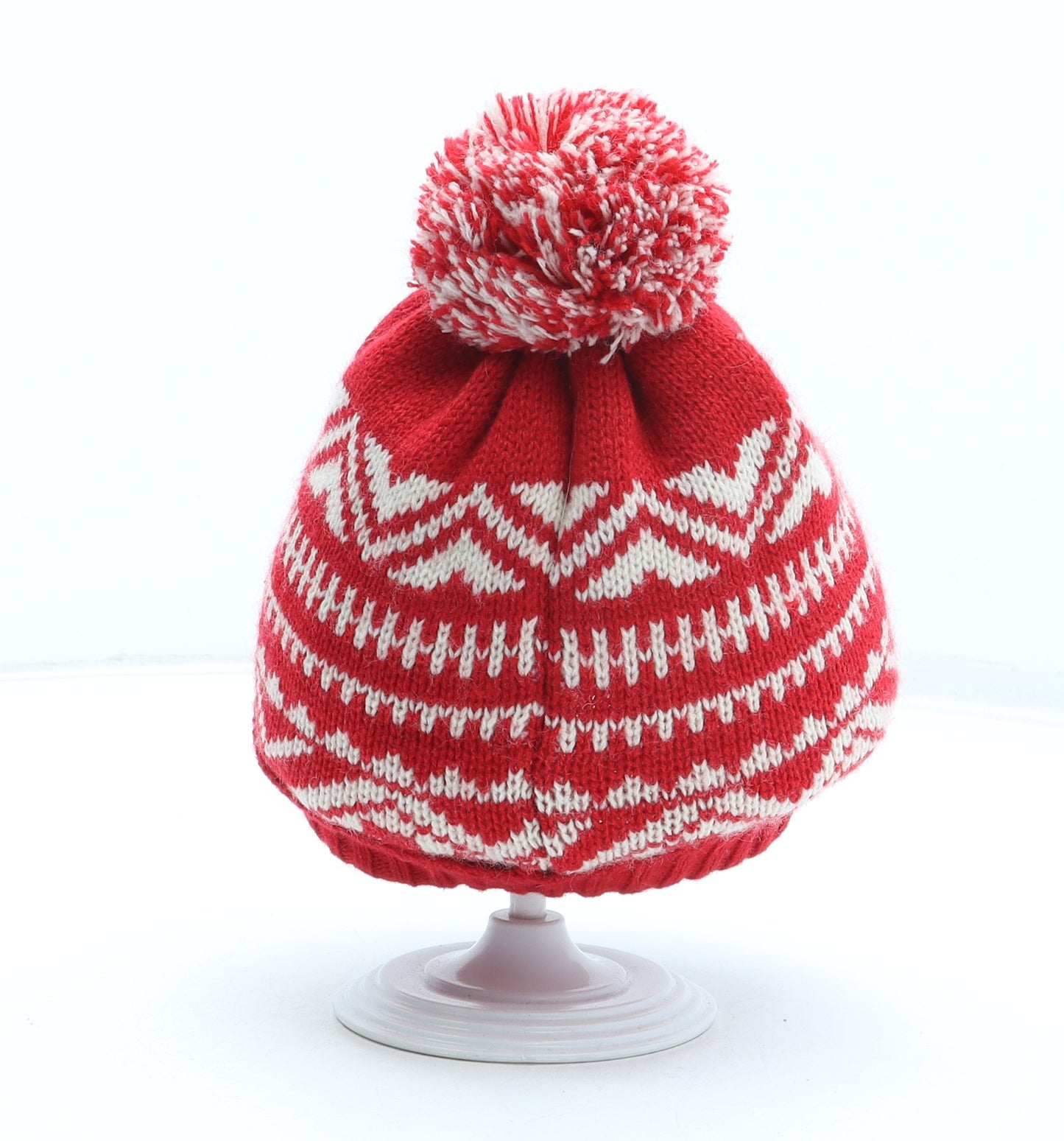 Debenhams Boys Red Fair Isle Acrylic Bobble Hat One Size