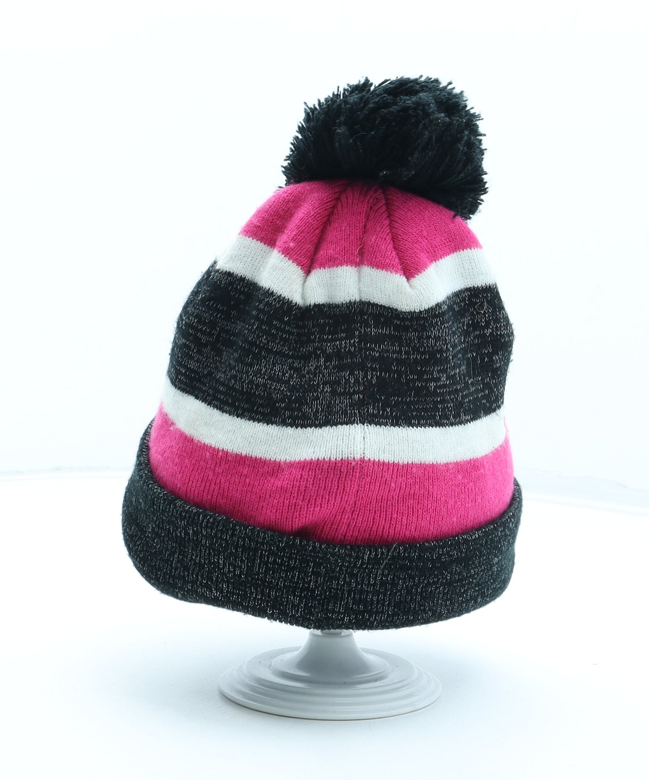 Tottenham Hotspur F.C. Womens Multicoloured Striped Acrylic Bobble Hat One Size
