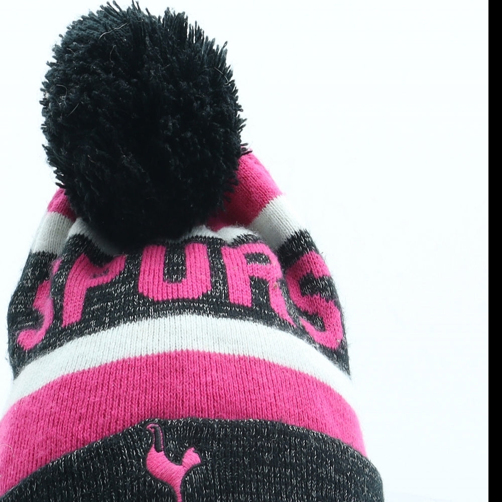 Tottenham Hotspur F.C. Womens Multicoloured Striped Acrylic Bobble Hat One Size