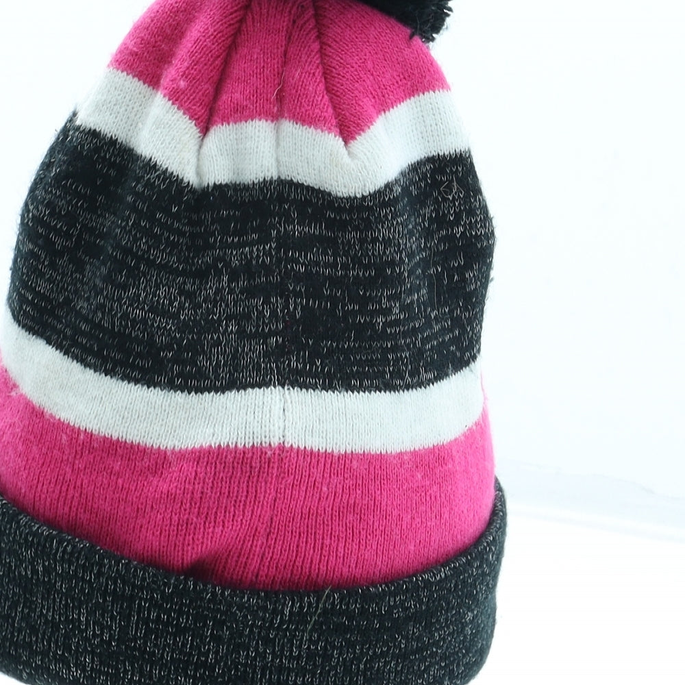Tottenham Hotspur F.C. Womens Multicoloured Striped Acrylic Bobble Hat One Size