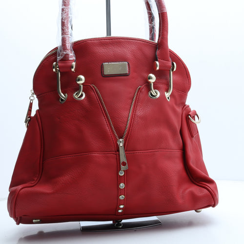 Victoria Collection Womens Red Leather Hobo Bag Size Large