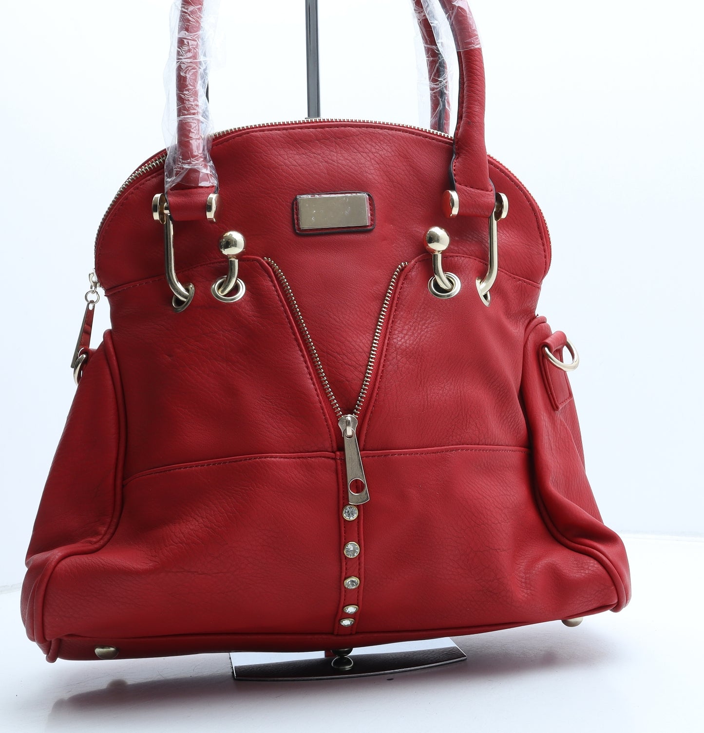 Victoria Collection Womens Red Leather Hobo Bag Size Large