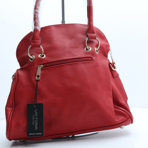Victoria Collection Womens Red Leather Hobo Bag Size Large