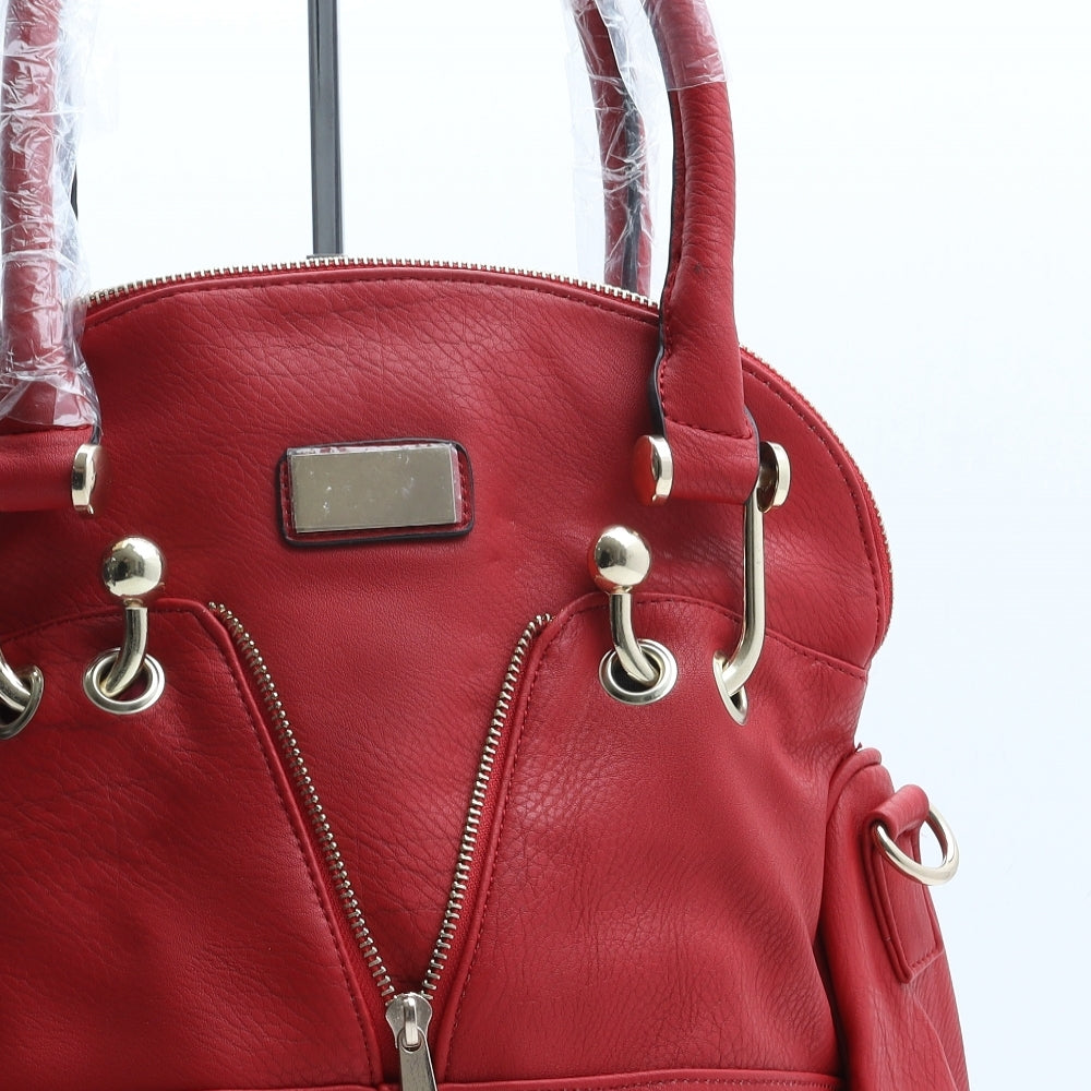 Victoria Collection Womens Red Leather Hobo Bag Size Large